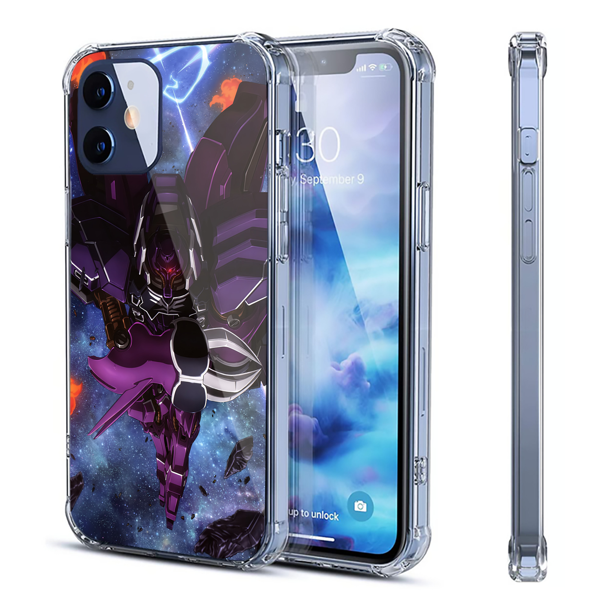 （画像用） 機動戦士ガンダム Mobile Suit Gundam 【iPhone 12シリーズ対応】透明スマホケース（クリアソフトケース）